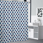 White And Blue Polka Dot Pattern Print Premium Shower Curtain