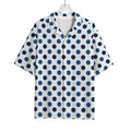 White And Blue Polka Dot Pattern Print Rayon Hawaiian Shirt