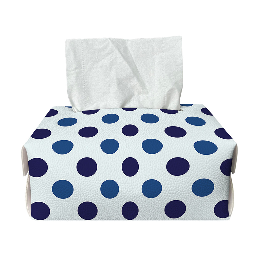 White And Blue Polka Dot Pattern Print Rectangle Tissue Box Cover