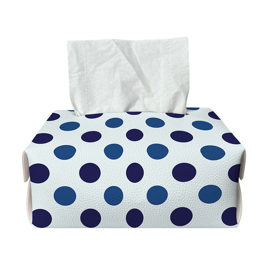 White And Blue Polka Dot Pattern Print Rectangle Tissue Box Cover