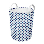 White And Blue Polka Dot Pattern Print Round Laundry Basket