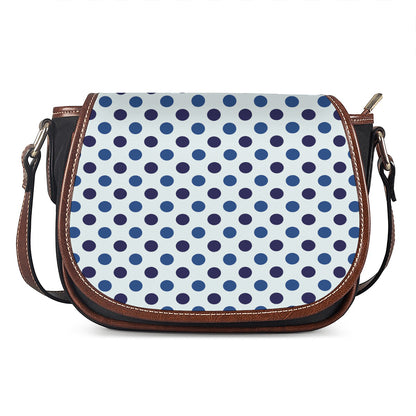White And Blue Polka Dot Pattern Print Saddle Bag