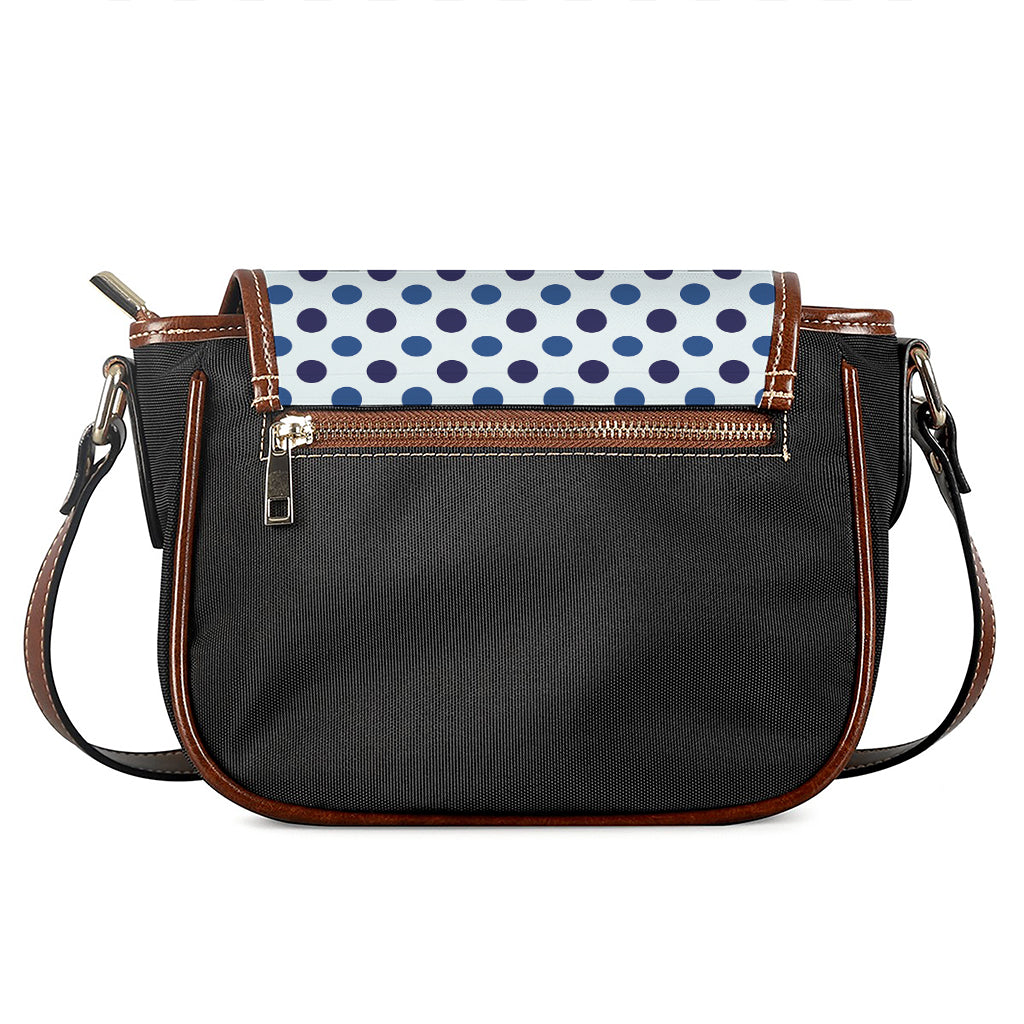 White And Blue Polka Dot Pattern Print Saddle Bag