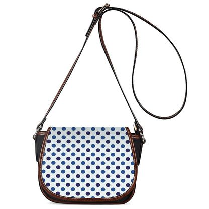White And Blue Polka Dot Pattern Print Saddle Bag