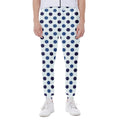 White And Blue Polka Dot Pattern Print Joggers