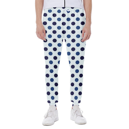 White And Blue Polka Dot Pattern Print Scuba Joggers