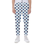 White And Blue Polka Dot Pattern Print Scuba Joggers