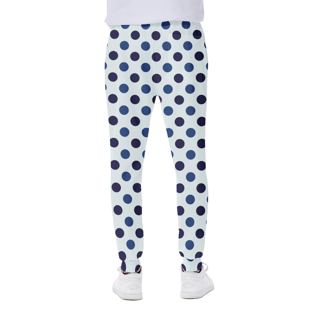 White And Blue Polka Dot Pattern Print Scuba Joggers