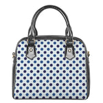 White And Blue Polka Dot Pattern Print Shoulder Handbag