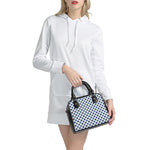 White And Blue Polka Dot Pattern Print Shoulder Handbag