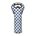 White And Blue Polka Dot Pattern Print Single Neoprene Wine Tote