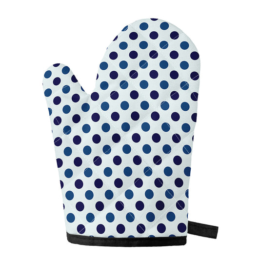 White And Blue Polka Dot Pattern Print Single Oven Mitt