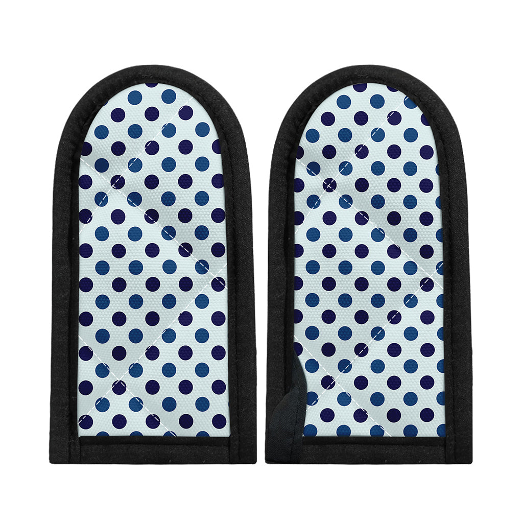 White And Blue Polka Dot Pattern Print Skillet Handle Cover