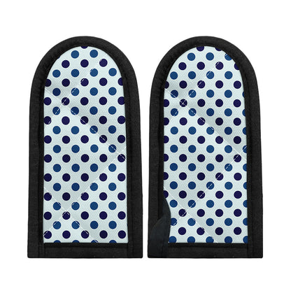 White And Blue Polka Dot Pattern Print Skillet Handle Cover