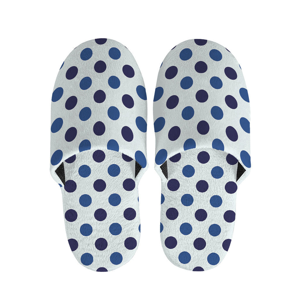 White And Blue Polka Dot Pattern Print Slippers