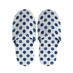 White And Blue Polka Dot Pattern Print Slippers