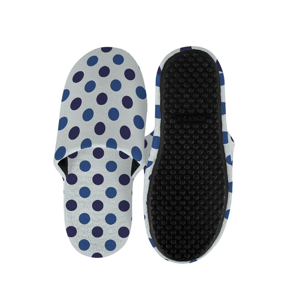 White And Blue Polka Dot Pattern Print Slippers