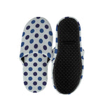 White And Blue Polka Dot Pattern Print Slippers