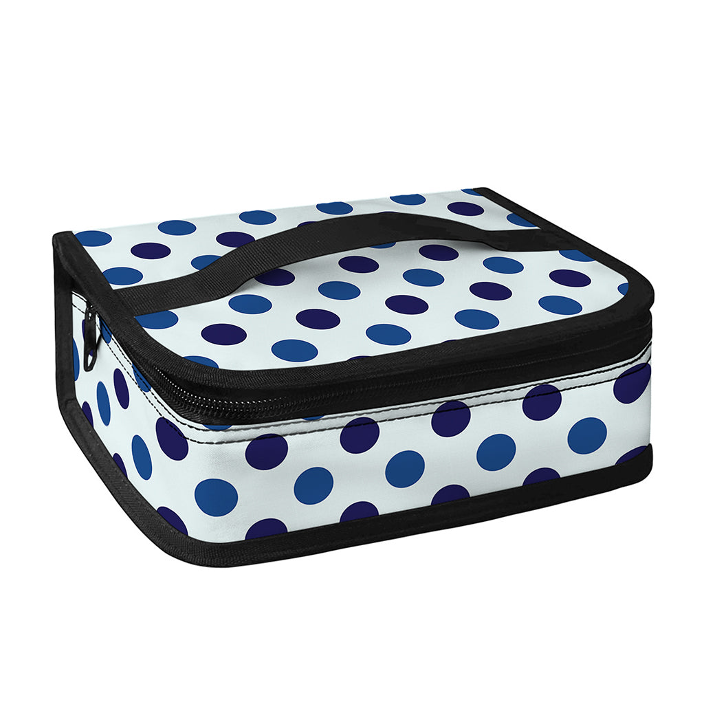 White And Blue Polka Dot Pattern Print Small Lunch Bag