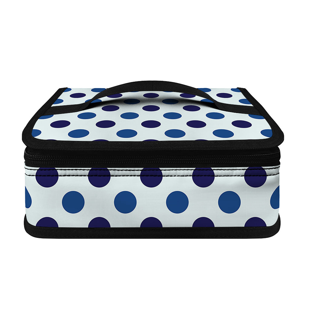 White And Blue Polka Dot Pattern Print Small Lunch Bag