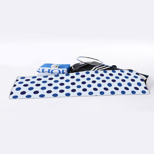 White And Blue Polka Dot Pattern Print Sports Towel