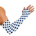 White And Blue Polka Dot Pattern Print Sun Protection Arm Sleeves