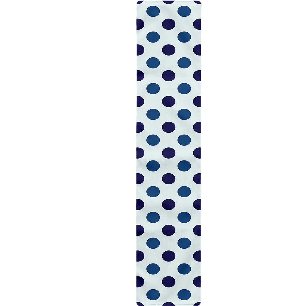 White And Blue Polka Dot Pattern Print Table Runner