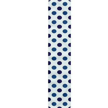 White And Blue Polka Dot Pattern Print Table Runner