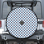 White And Blue Polka Dot Pattern Print Tire Cover With Camera Hole