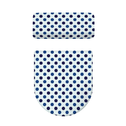 White And Blue Polka Dot Pattern Print Toilet Lid And Tank Cover Set