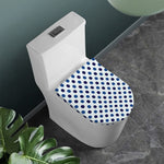 White And Blue Polka Dot Pattern Print Toilet Lid Cover