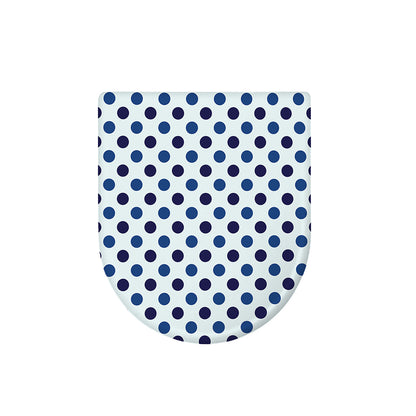 White And Blue Polka Dot Pattern Print Toilet Lid Cover