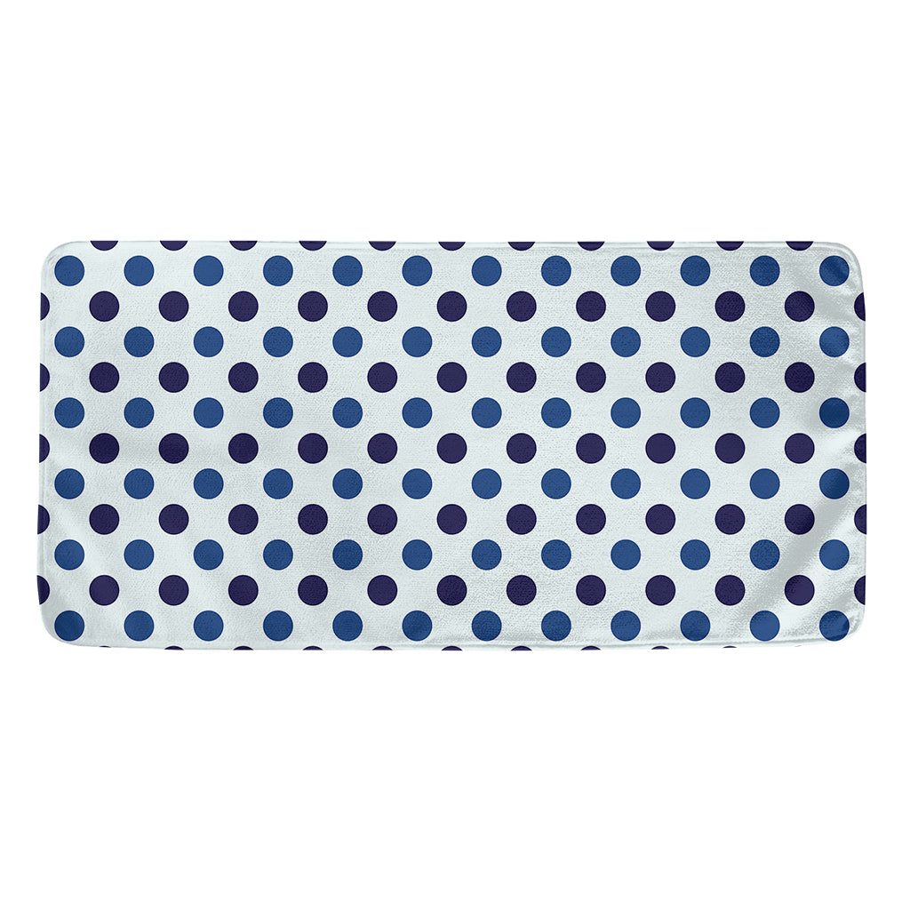 White And Blue Polka Dot Pattern Print Towel