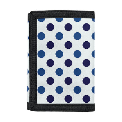 White And Blue Polka Dot Pattern Print Trifold Wallet