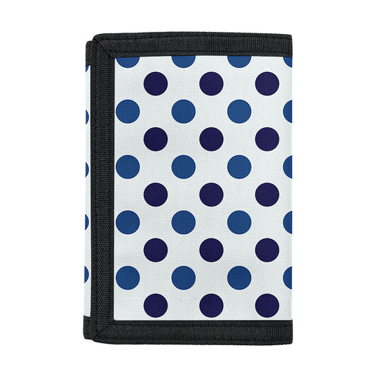 White And Blue Polka Dot Pattern Print Trifold Wallet