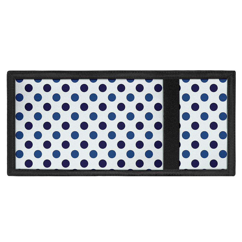 White And Blue Polka Dot Pattern Print Trifold Wallet