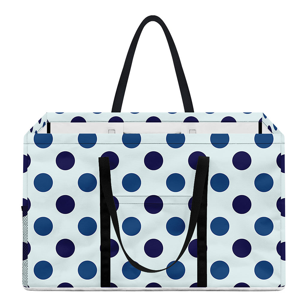 White And Blue Polka Dot Pattern Print Utility Tote Bag