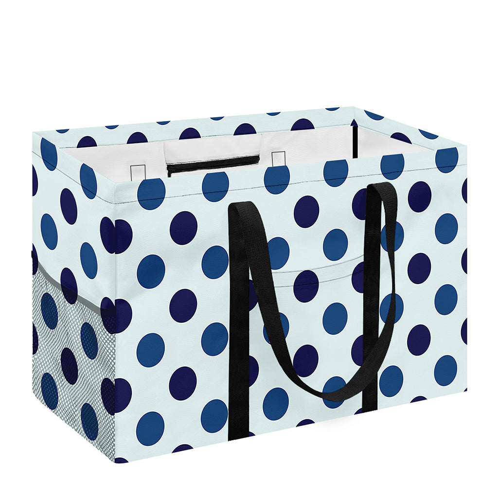 White And Blue Polka Dot Pattern Print Utility Tote Bag