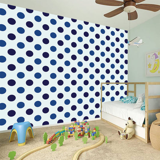 White And Blue Polka Dot Pattern Print Wall Sticker
