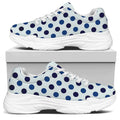 White And Blue Polka Dot Pattern Print White Chunky Shoes