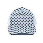 White And Blue Polka Dot Pattern Print White Mesh Trucker Cap