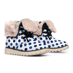 White And Blue Polka Dot Pattern Print Winter Boots