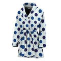 White And Blue Polka Dot Pattern Print Women's Bathrobe