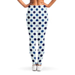 White And Blue Polka Dot Pattern Print Women's Leggings