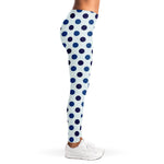White And Blue Polka Dot Pattern Print Women's Leggings