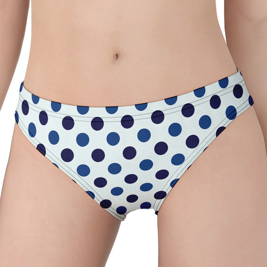 White And Blue Polka Dot Pattern Print Women's Panties