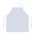 White And Blue Tattersall Pattern Print Adjustable Apron
