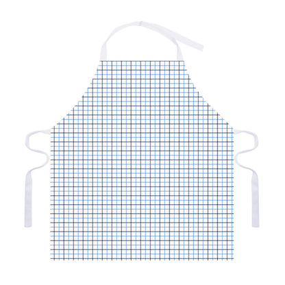 White And Blue Tattersall Pattern Print Adjustable Apron