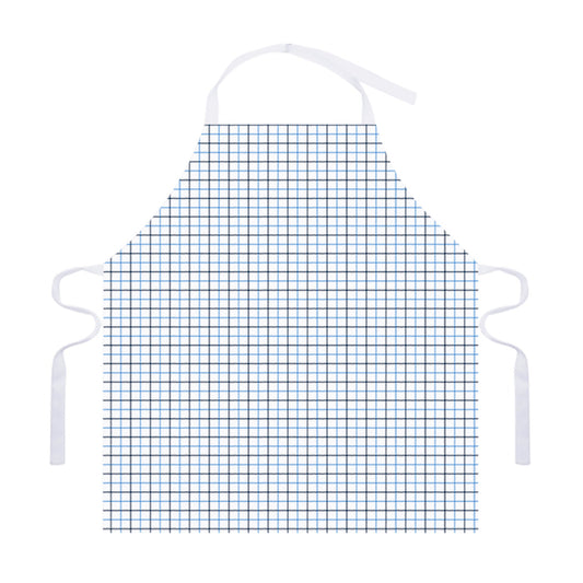 White And Blue Tattersall Pattern Print Adjustable Apron