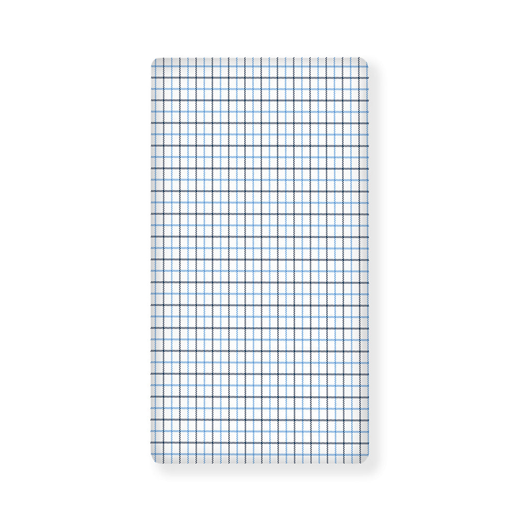 White And Blue Tattersall Pattern Print Baby Crib Sheet